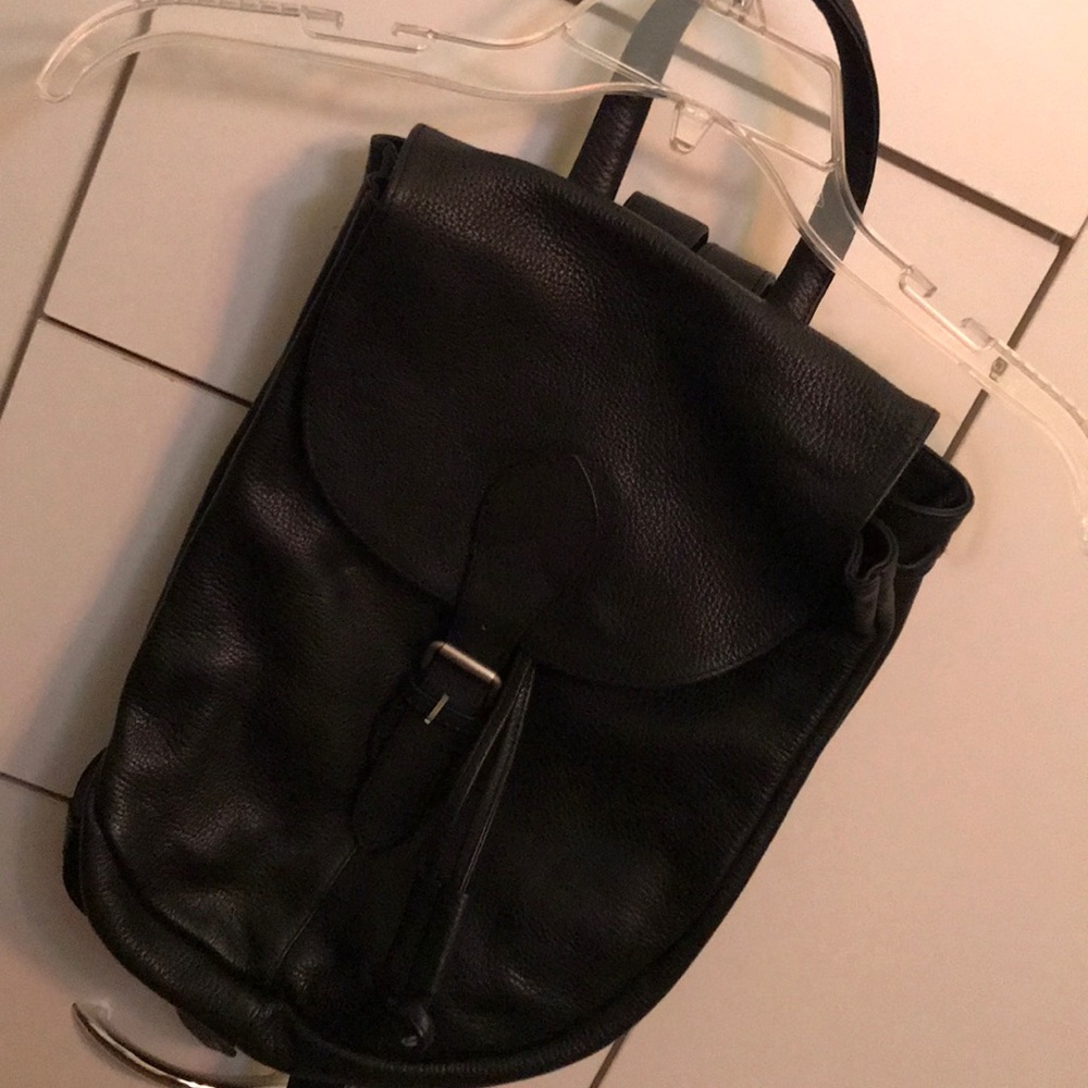 Leather black backpack